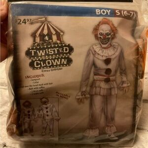 Twisted Clown Child Costume - White and Red 6/7 new